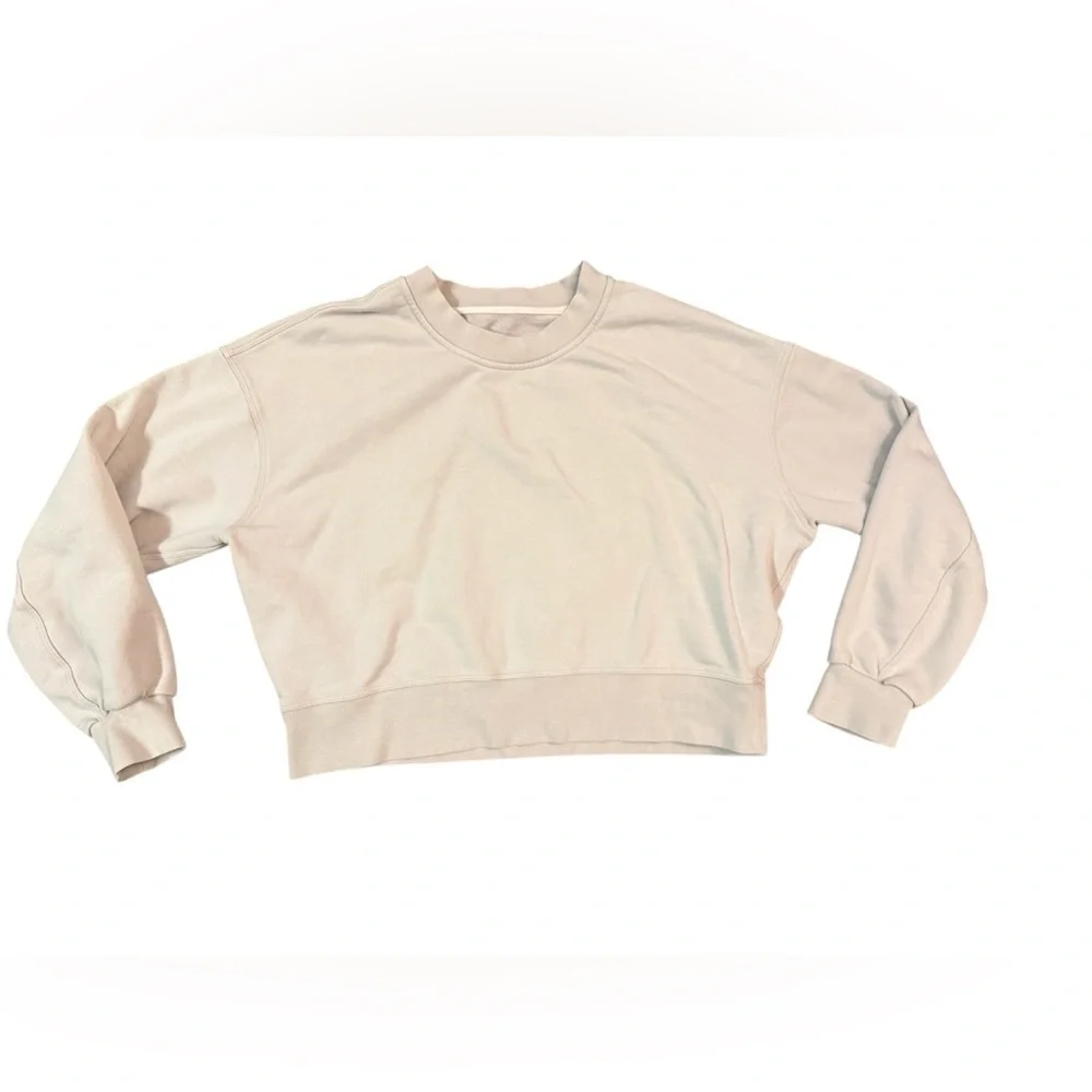 LuluLemon Perfectly Oversized Cropped Crew French Terry In White Opal Size Small - Picture 4 of 9